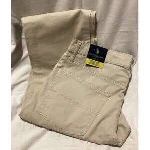 U.S. Polo Assn. Men's Slim Straight 5 Pocket Activate Stretch Pants Beige 33/32